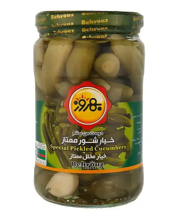 خیارشور ممتاز 660 گرم شیشه بهروز